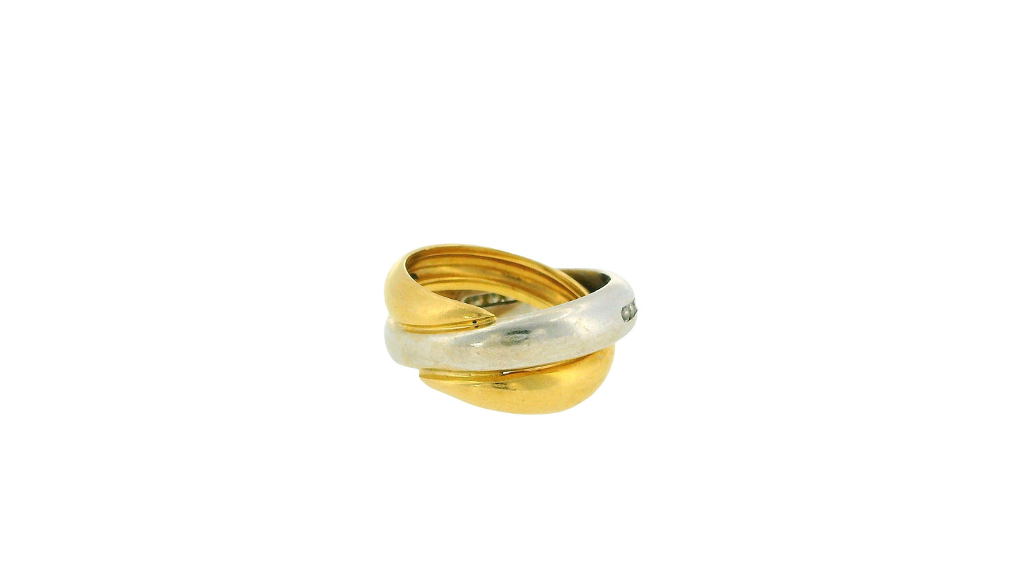 Intertwined 18k White & Yellow Gold Ring with Diamonds