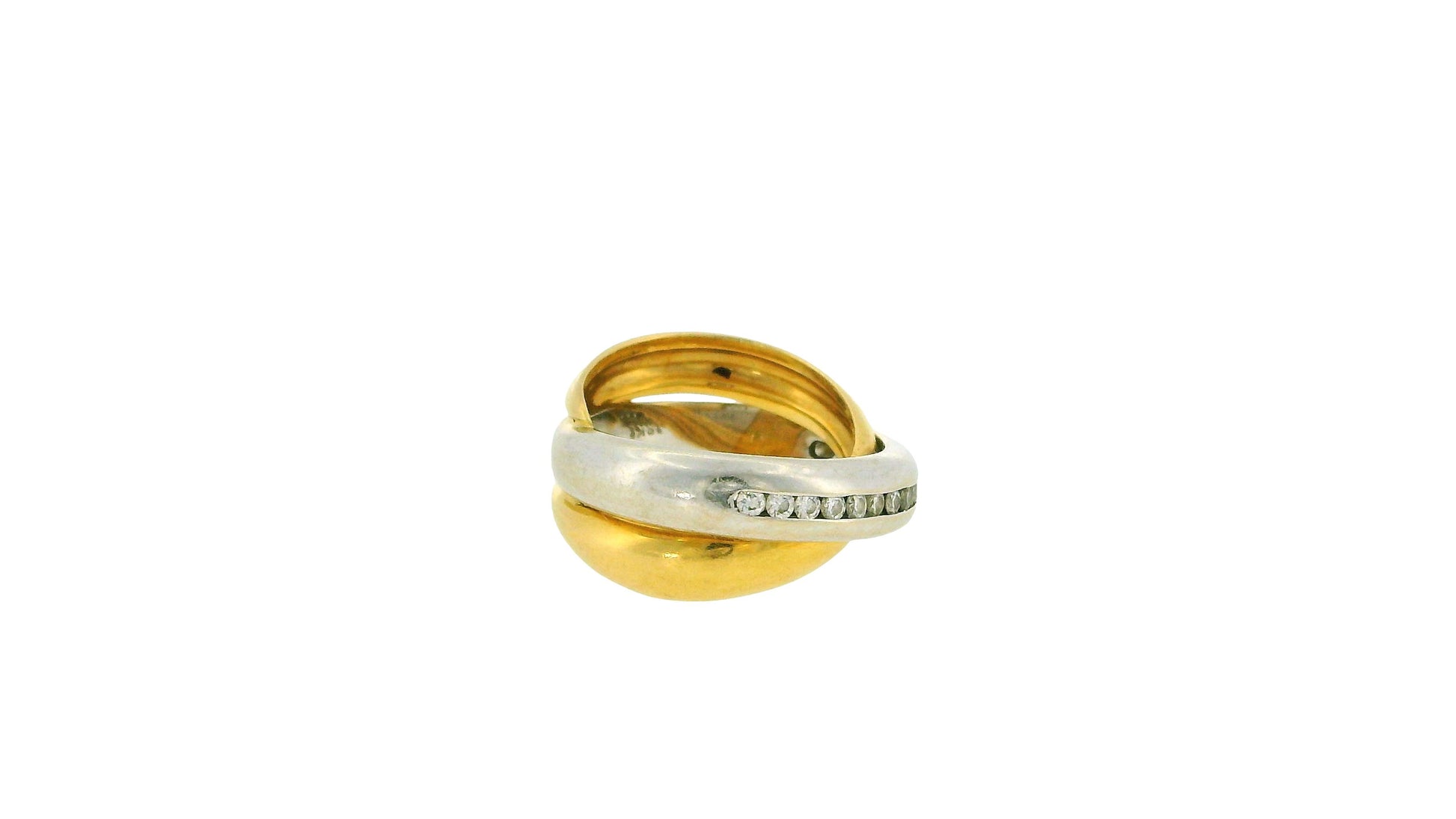 Intertwined 18k White & Yellow Gold Ring with Diamonds
