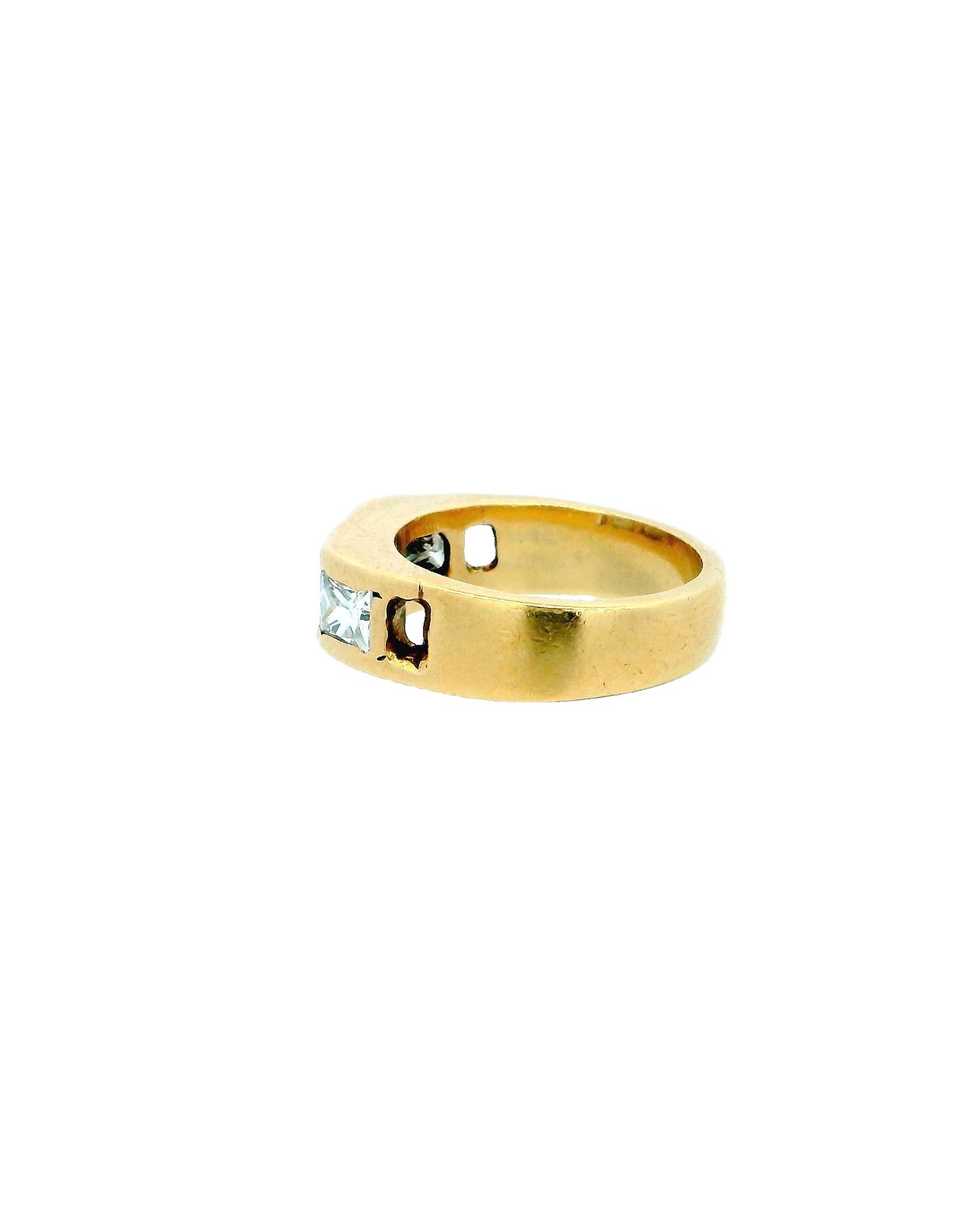 4 Diamonds 14k Yellow Gold Flat Top Ring