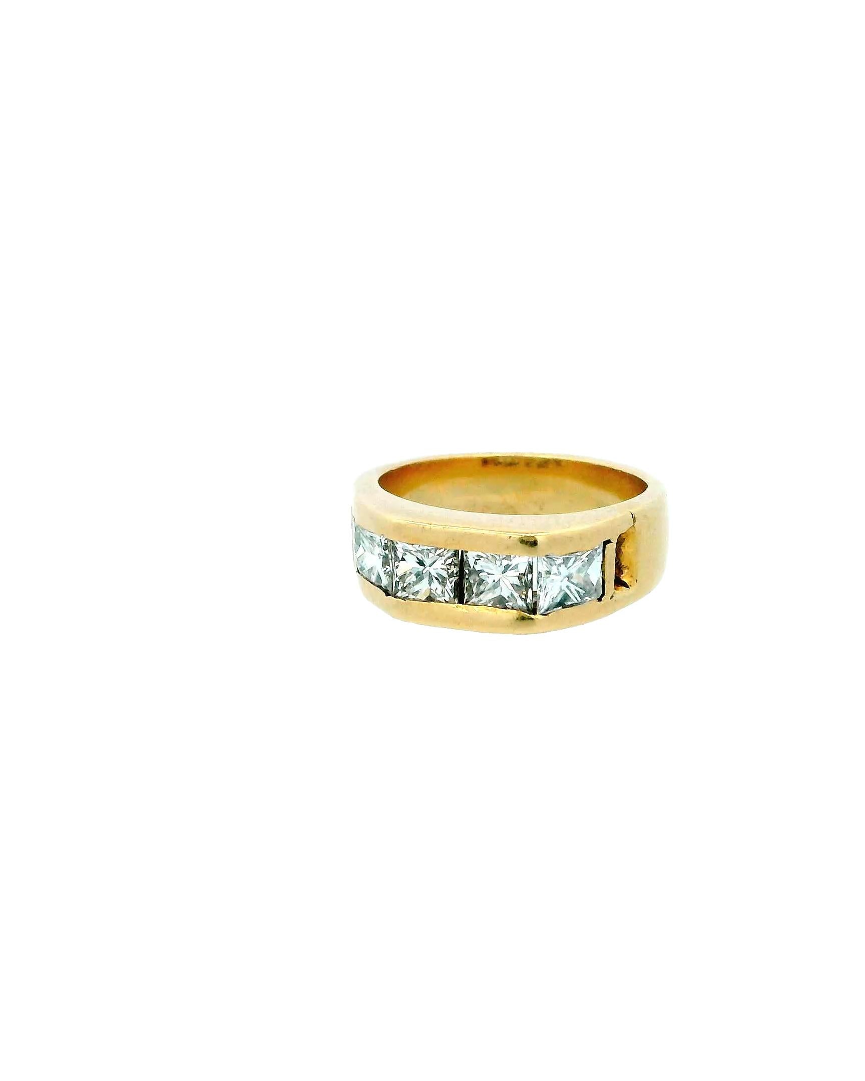 4 Diamonds 14k Yellow Gold Flat Top Ring