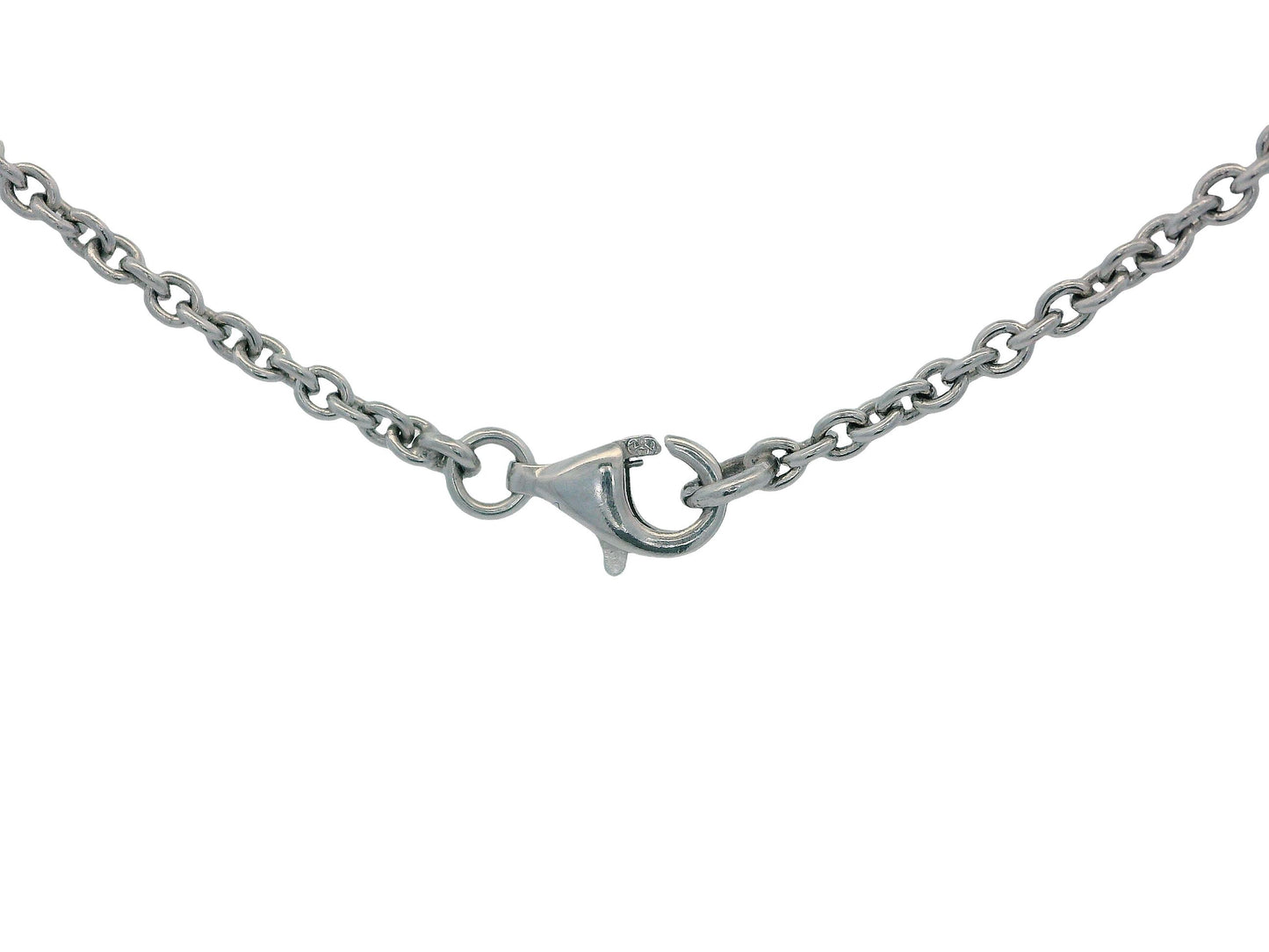 18K White Gold & Platinum Pave Pearl Pendant Necklace French Chain