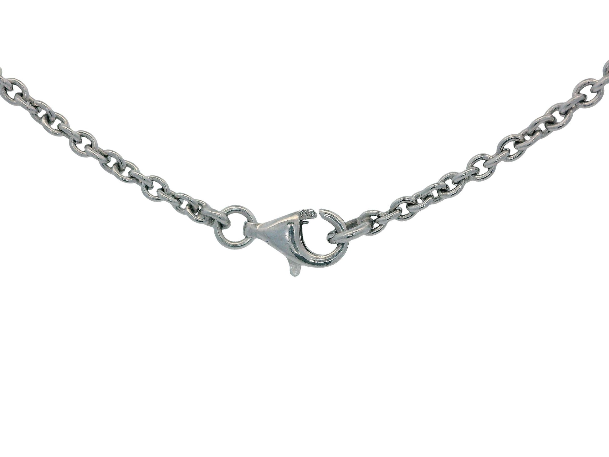 18K White Gold & Platinum Pave Pearl Pendant Necklace French Chain