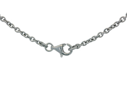 18K White Gold & Platinum Pave Pearl Pendant Necklace French Chain