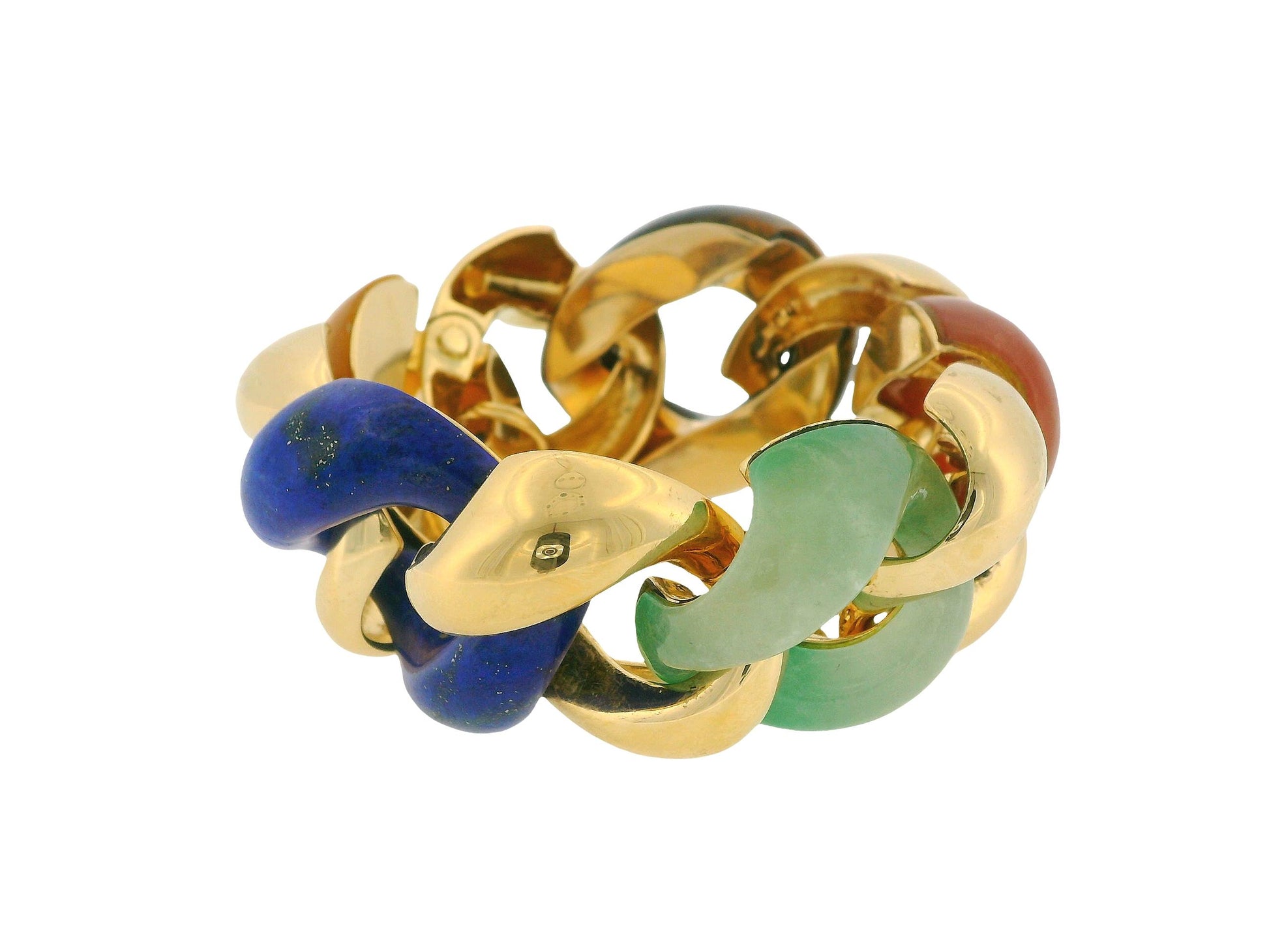 Classic Large 18K Yellow Gold Link Bracelet in Multi Stone Bracelet