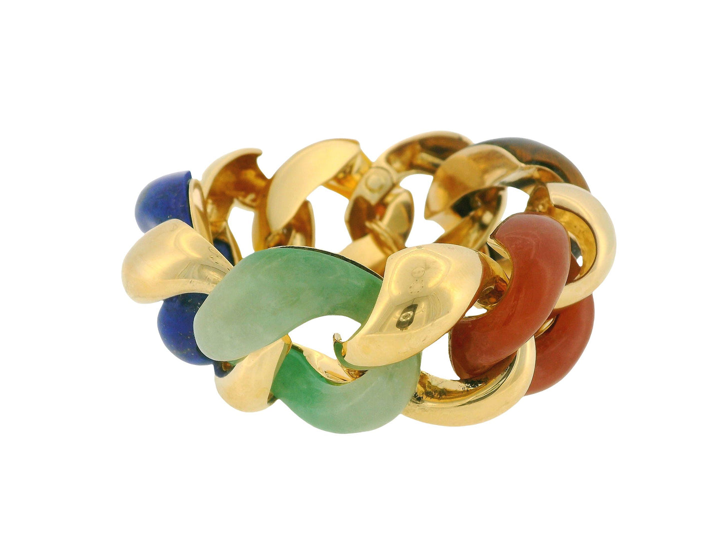 Classic Large 18K Yellow Gold Link Bracelet in Multi Stone Bracelet