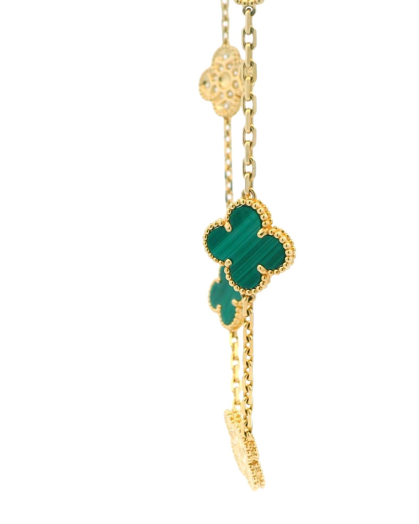 Van Cleef & Arpels Alhambra 10 Motif Pave/Malachite Box and Certificate