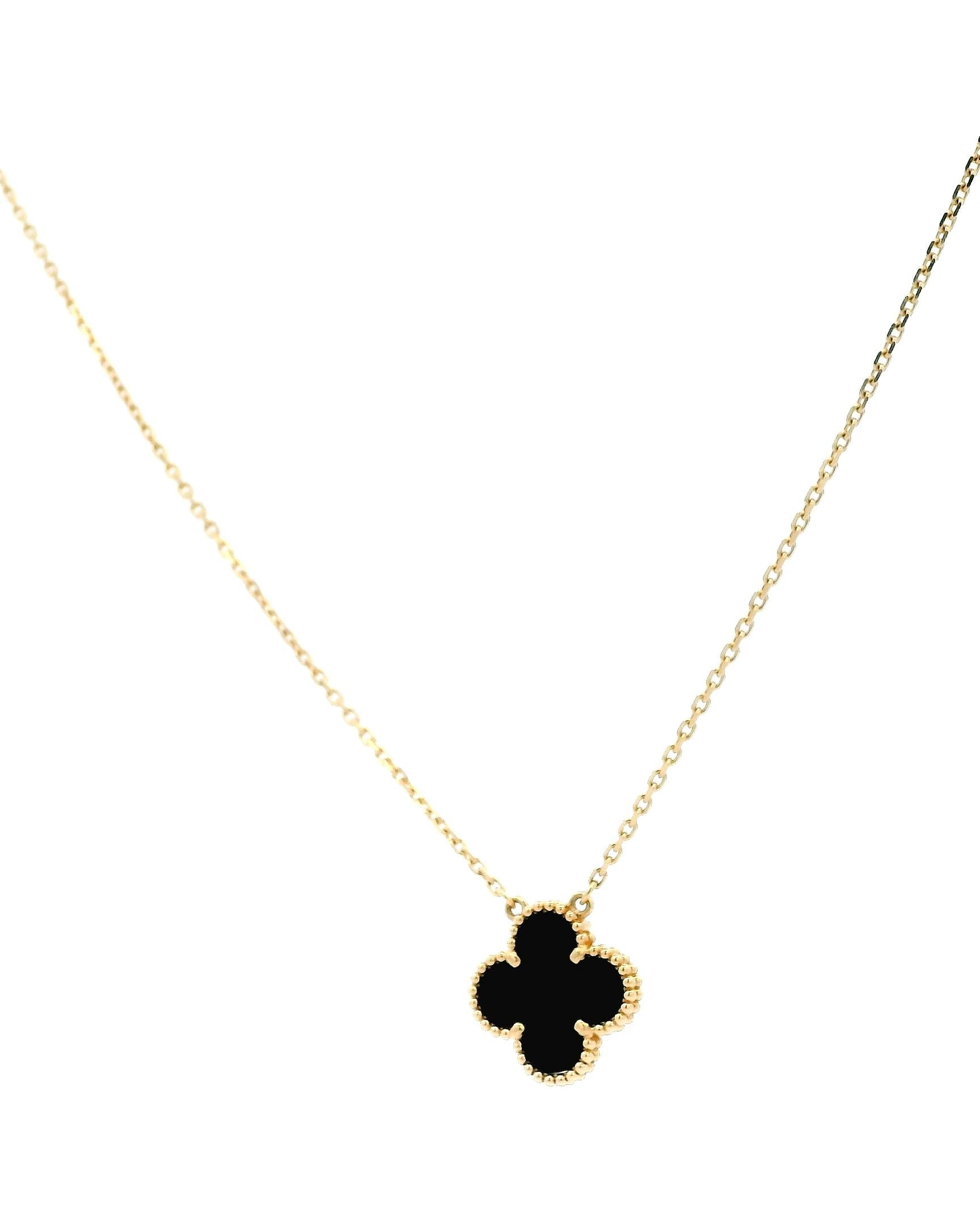 Van Cleef & Arpels Onyx Alhambra pendant W/Box & Papers