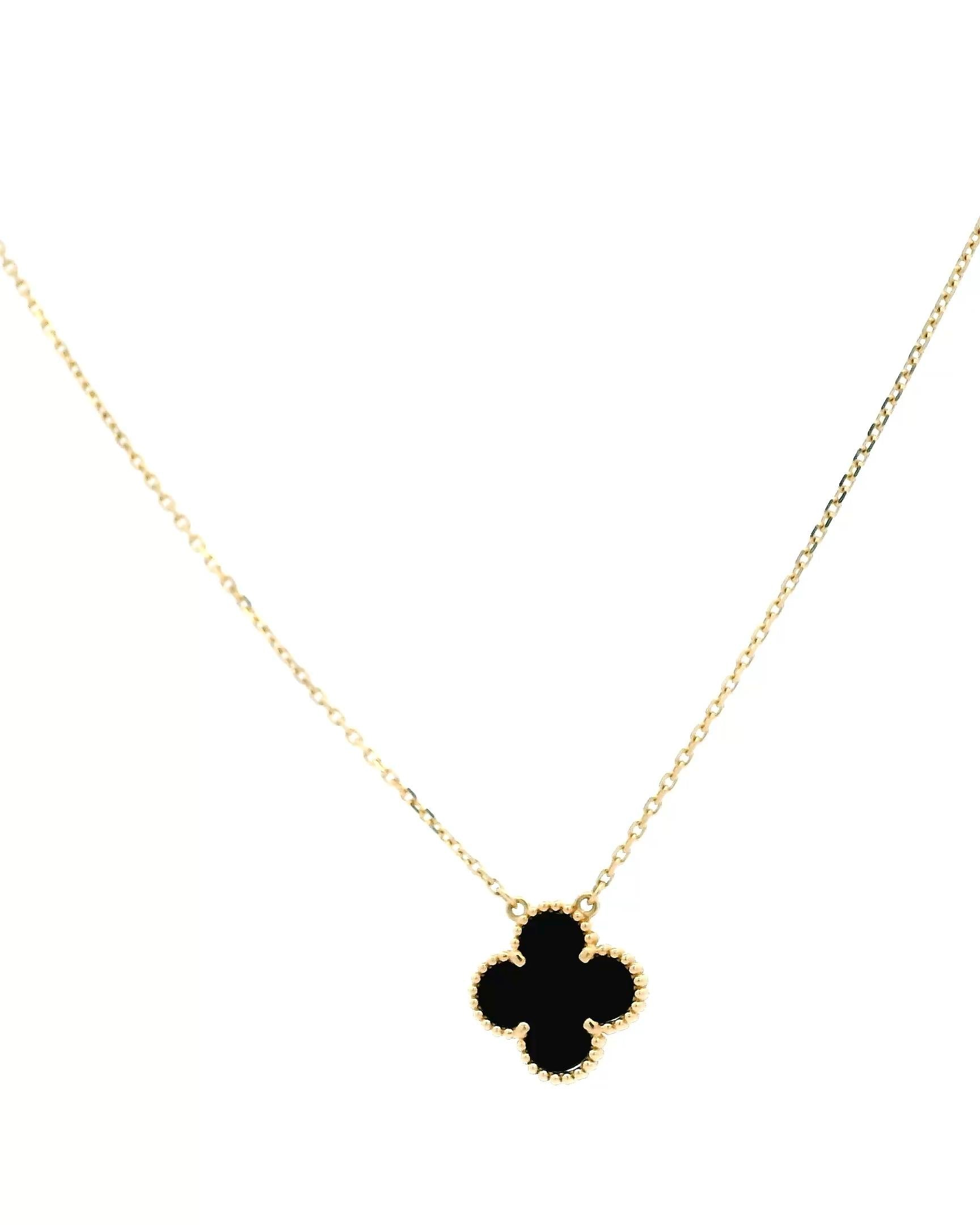 Van Cleef & Arpels Onyx Alhambra pendant W/Box & Papers