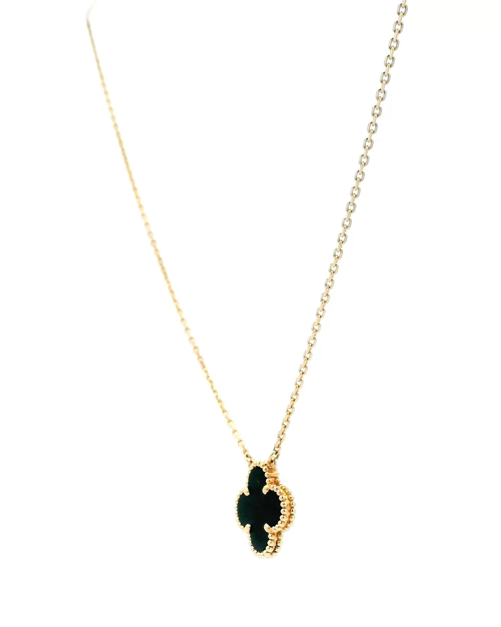 Van Cleef & Arpels Onyx Alhambra pendant W/Box & Papers