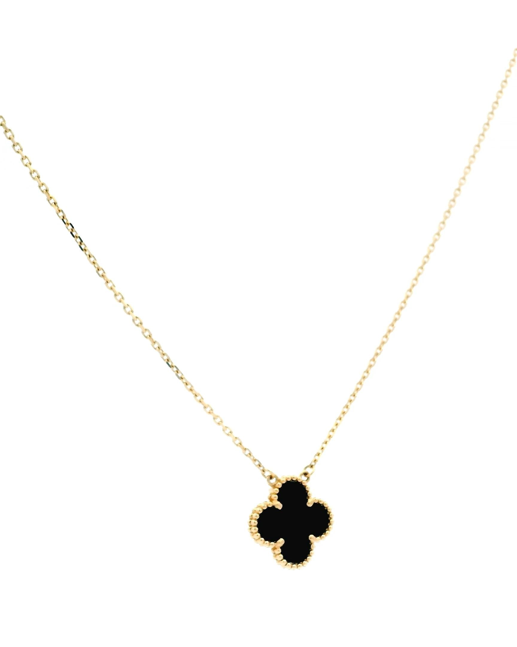 Van Cleef & Arpels Onyx Alhambra pendant W/Box & Papers