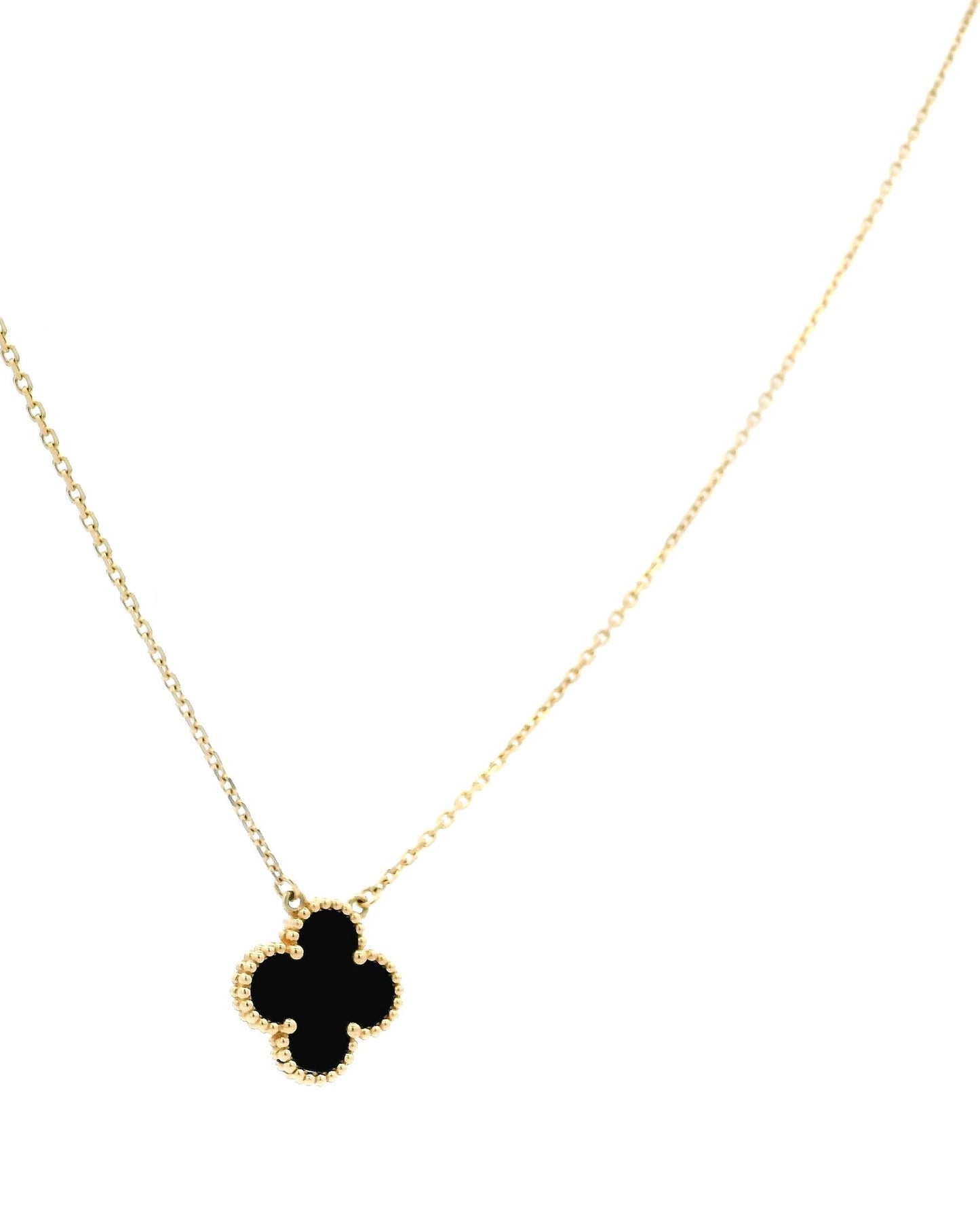 Van Cleef & Arpels Onyx Alhambra pendant W/Box & Papers