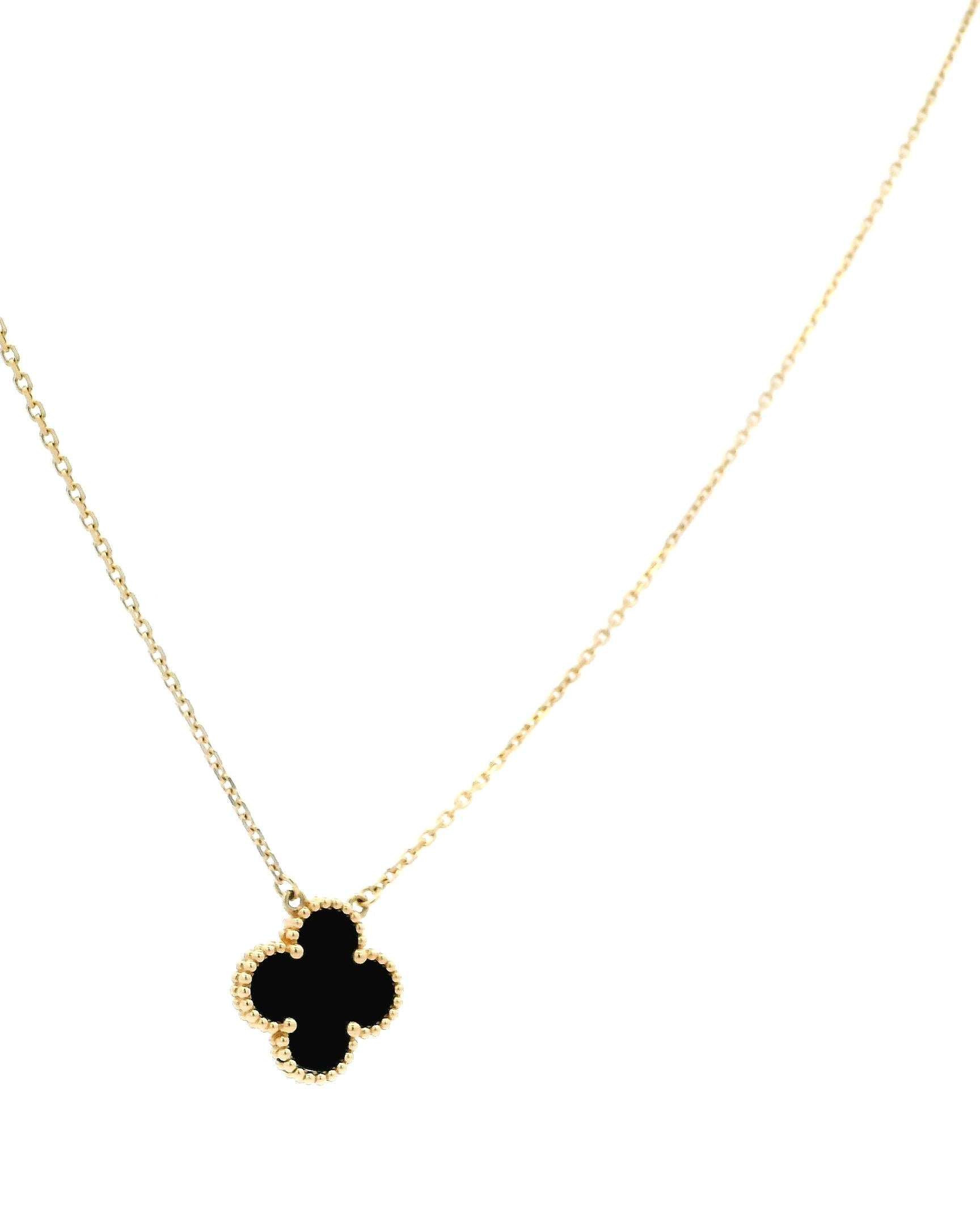Van Cleef & Arpels Onyx Alhambra pendant W/Box & Papers