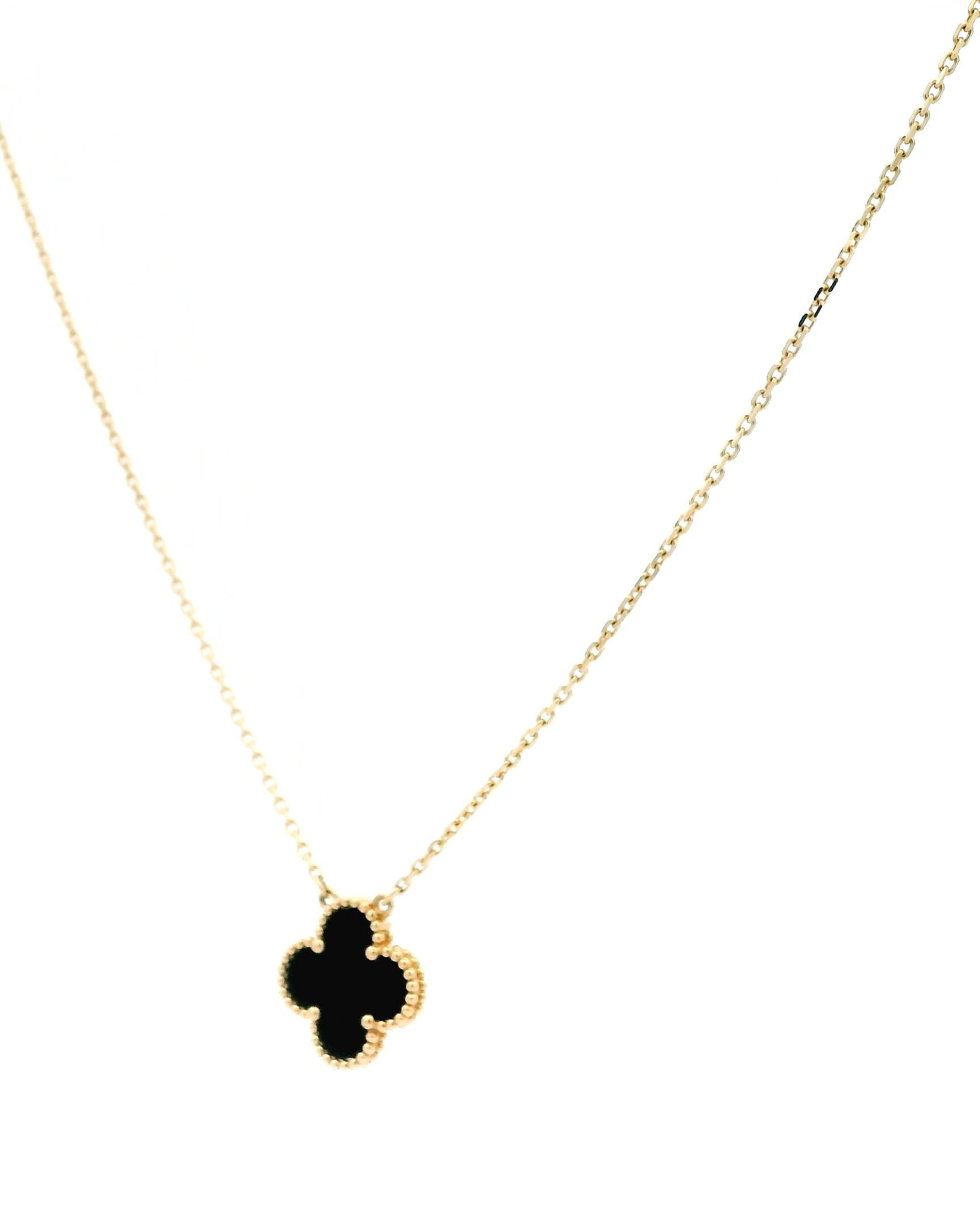 Van Cleef & Arpels Onyx Alhambra pendant W/Box & Papers