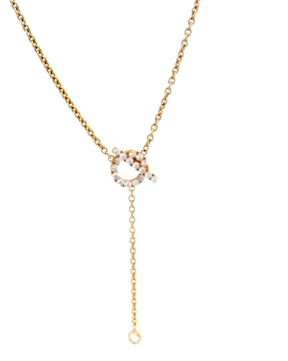 Hermes Finesse 18K Rose Gold & 18 Diamond Necklace With Box
