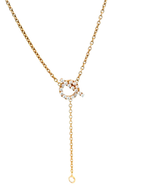 Hermes Finesse 18K Rose Gold & 18 Diamond Necklace With Box