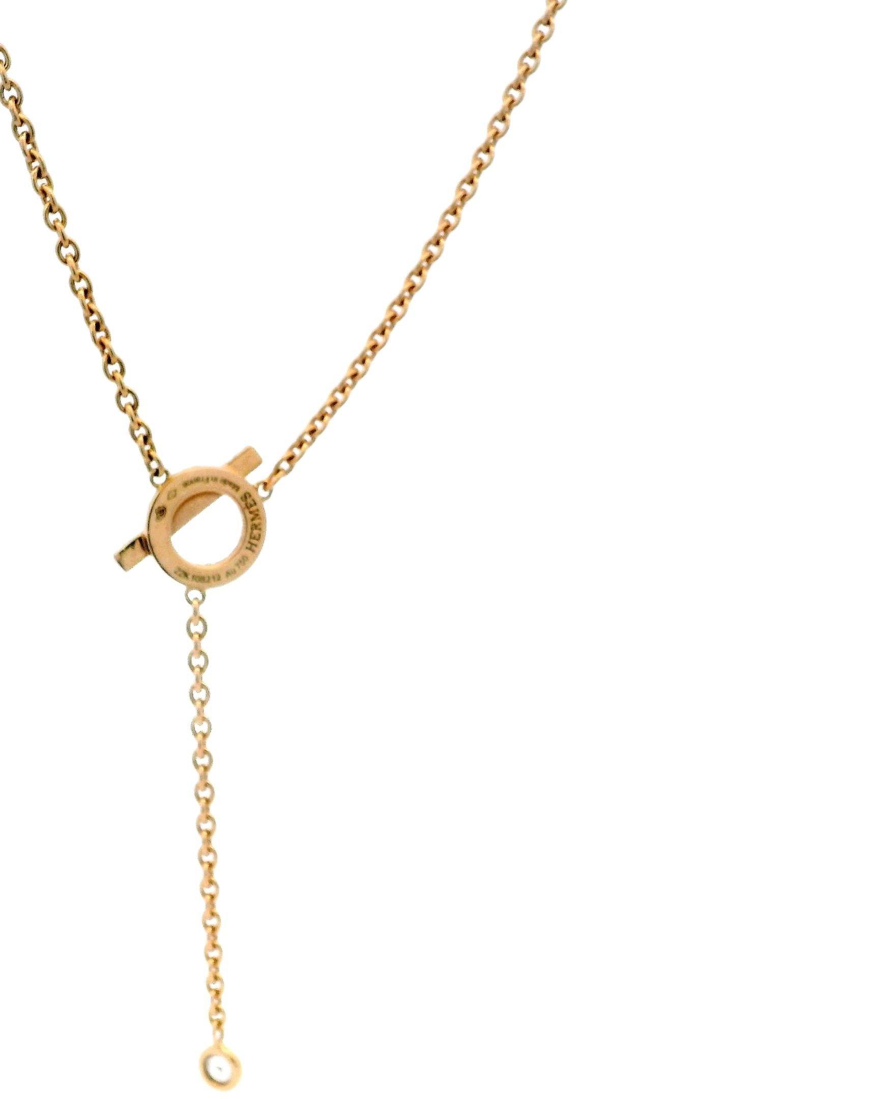 Hermes Finesse 18K Rose Gold & 18 Diamond Necklace With Box
