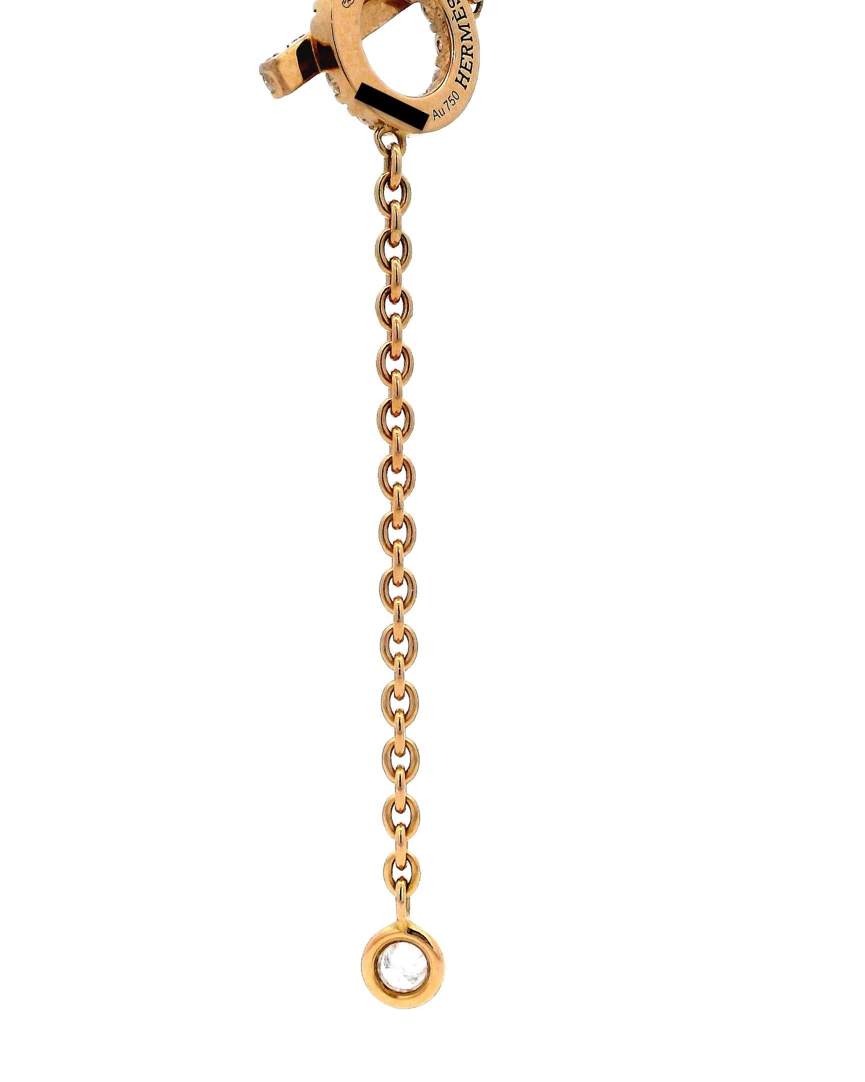 Hermes Finesse 18K Rose Gold & 18 Diamond Necklace With Box