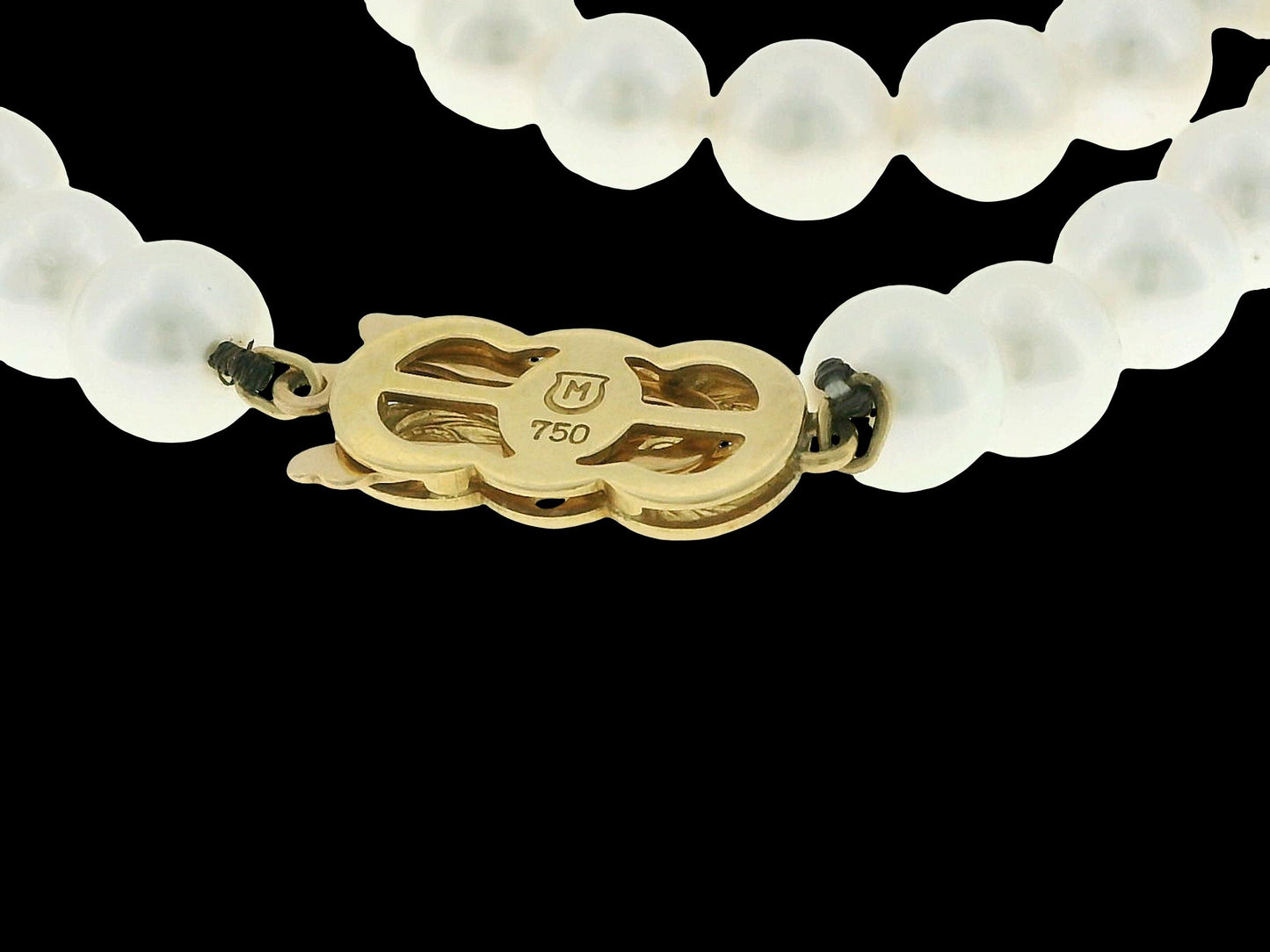 Mikimoto 18K Yellow Gold Estate Pearl Necklace