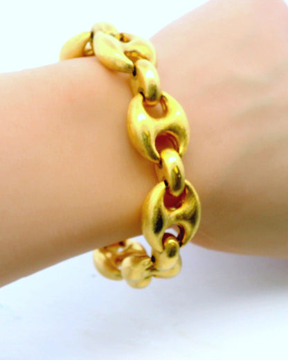 18k Yellow Gold  Florentined Gucci Style Link Bracelet