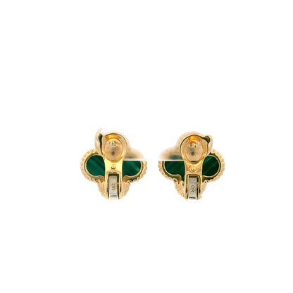 Van Cleef & Arpels Vintage Alhambra, 18K Gold & Malachite Earrings Box & Papers