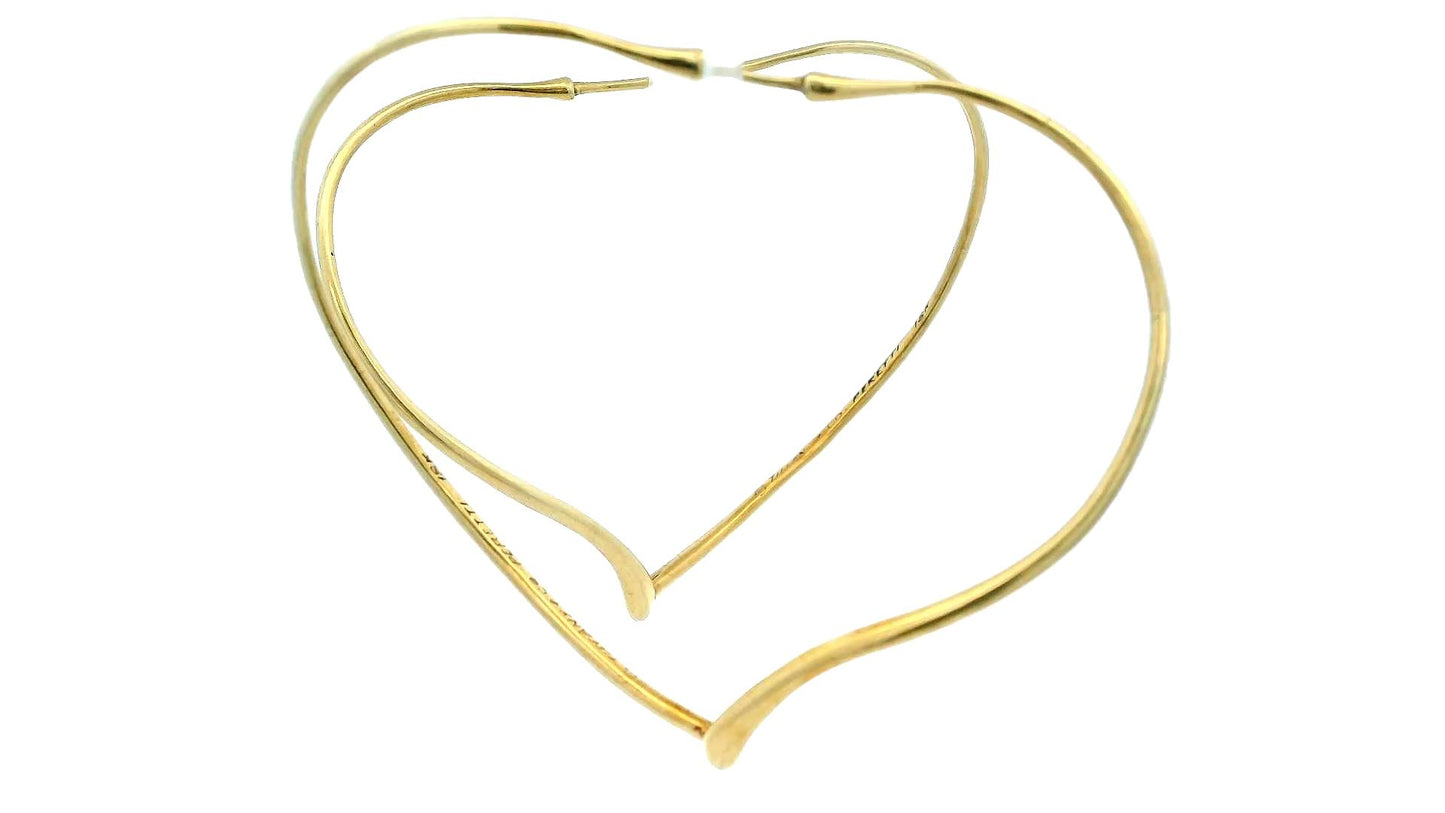 18ct Yellow Gold Tiffany & Co. Elsa Peretti Heart Shaped Hoop Earrings