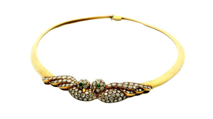 Van Cleef & Arpels Pave Lovebirds Tubogas 18K Yellow Gold Necklace