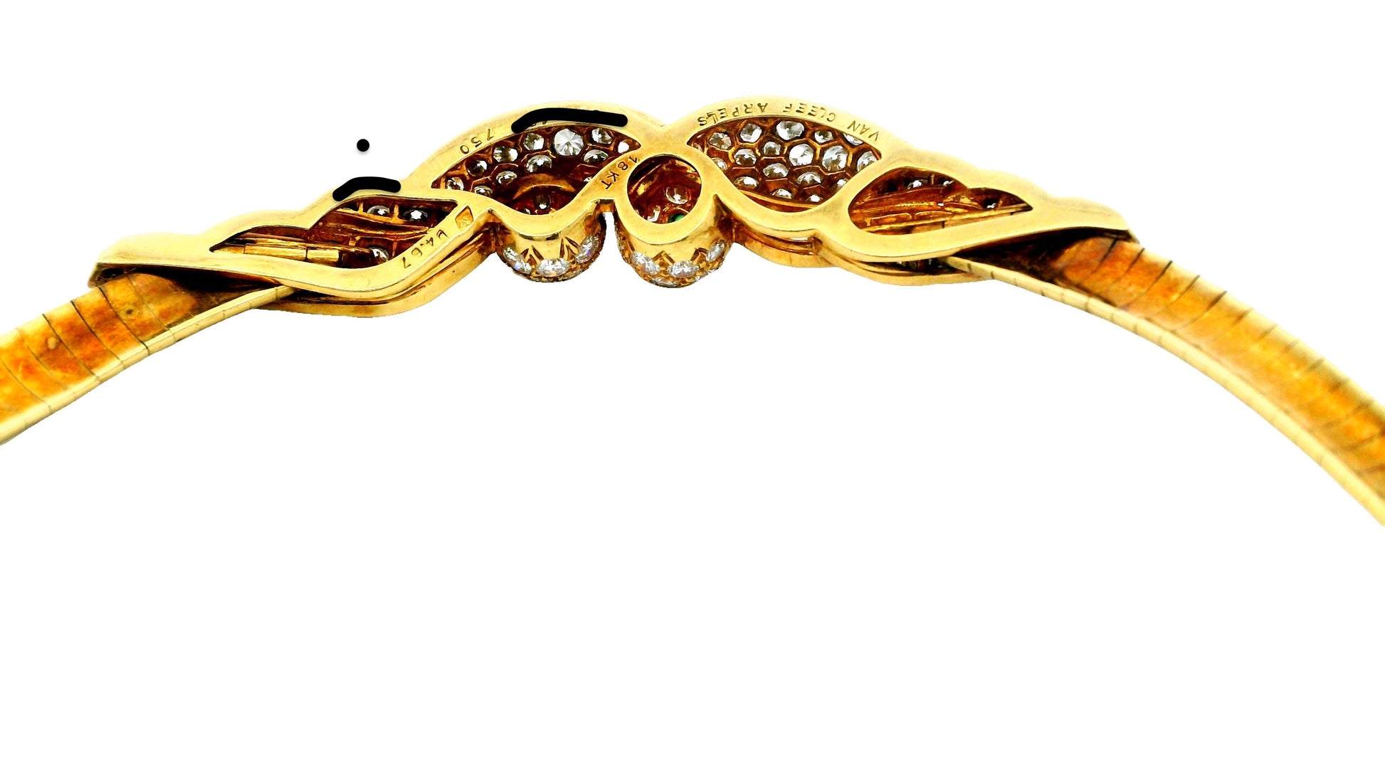 Van Cleef & Arpels Pave Lovebirds Tubogas 18K Yellow Gold Necklace