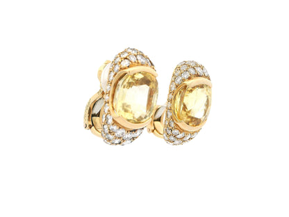 Cartier 18K Yellow Gold Pave with Yellow Sapphire Center