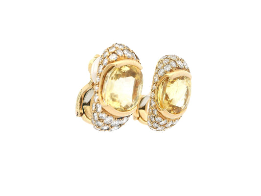Cartier 18K Yellow Gold Pave with Yellow Sapphire Center