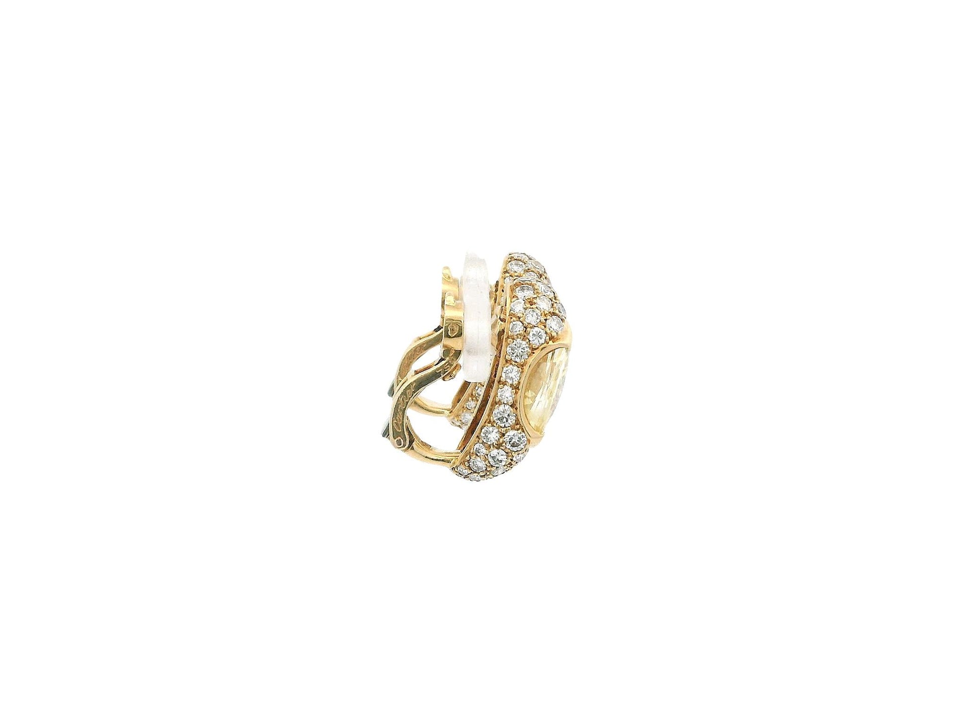 Cartier 18K Yellow Gold Pave with Yellow Sapphire Center
