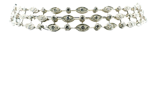 Cartier Naiade Choker 3 Row Diamonds & 18K White Gold Necklace