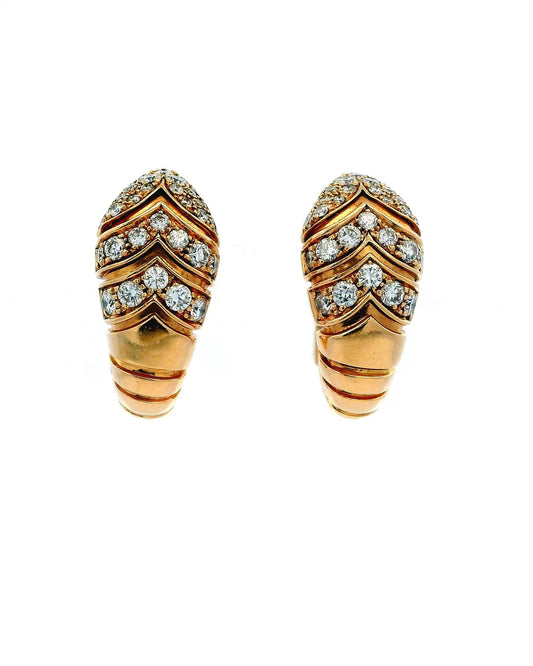 Bvlgari Serpenti Tubogas 18K Rose Gold Pave Earrings
