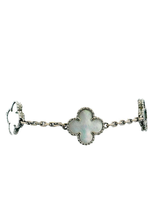 Van Cleef & Arpels 18K White Gold MOP Vintage Bracelet