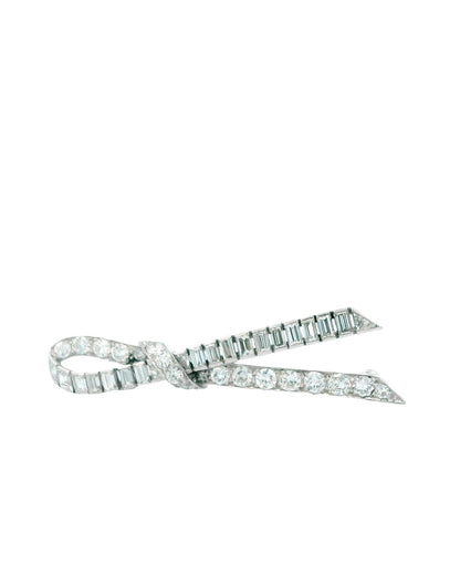 Van Cleef & Arpels Pave Diamond Ribbon Pin Brooch