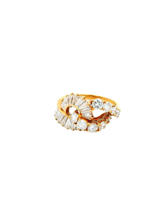 Tiffany & Co. 18K Gold 2.5 Ct Crossover Diamond Ring Box & Receipts