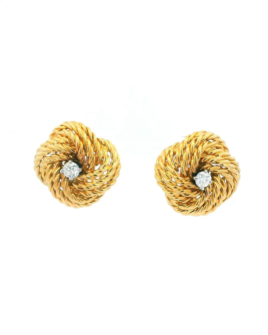 Boucheron Paris Vintage Knot Central Diamond Earrings
