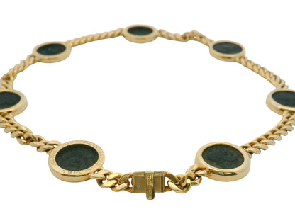 Bvlgari Monete Curb 18k Yellow Gold 7 Ancient Coin Necklace W/Service Papers