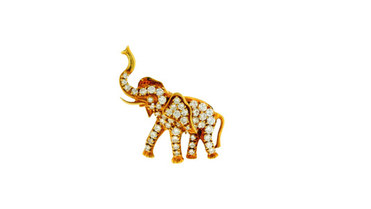 Peter Linderman 18k Rose Gold Pave Diamond Elephant Brooch