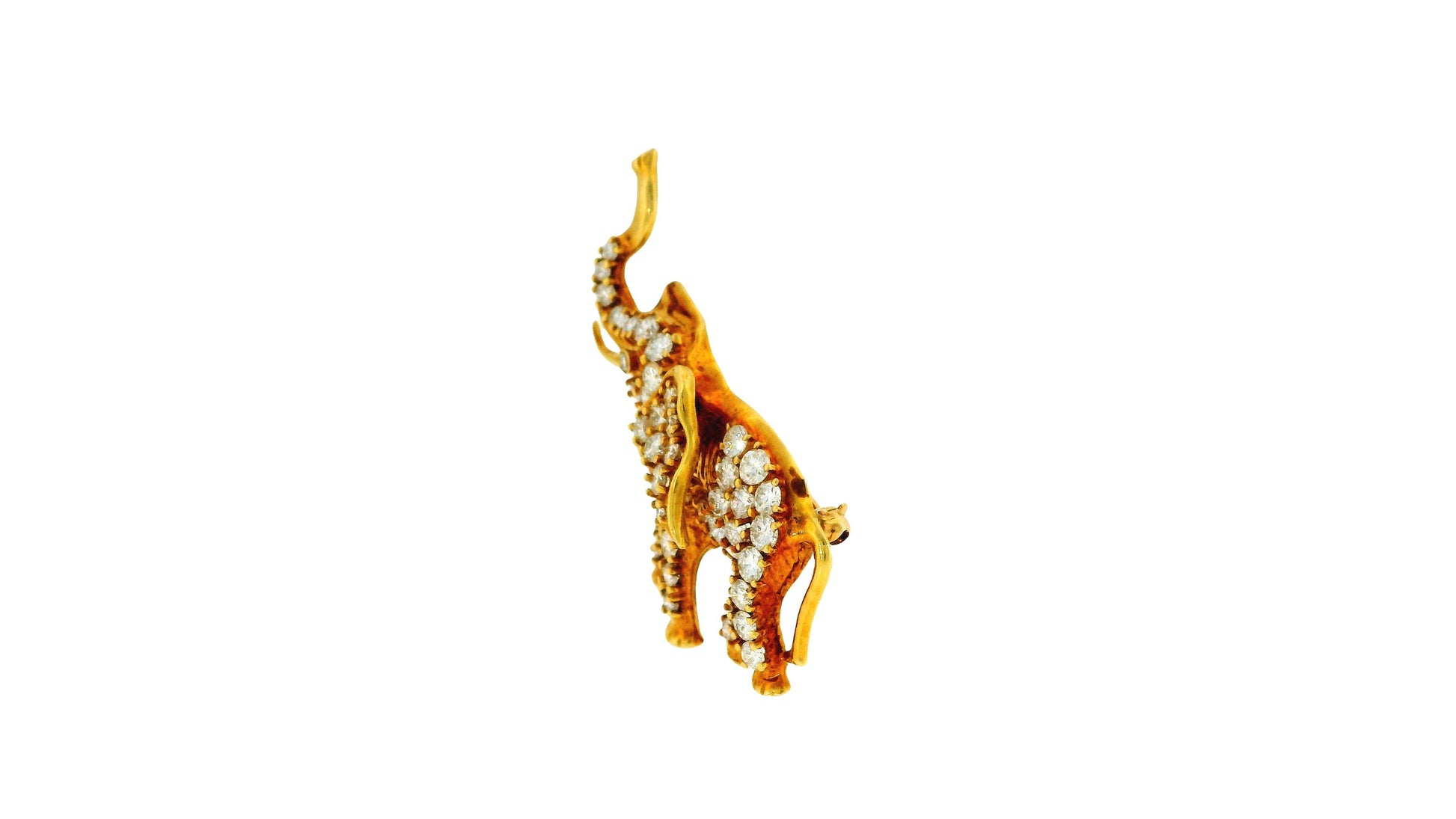 Peter Linderman 18k Rose Gold Pave Diamond Elephant Brooch