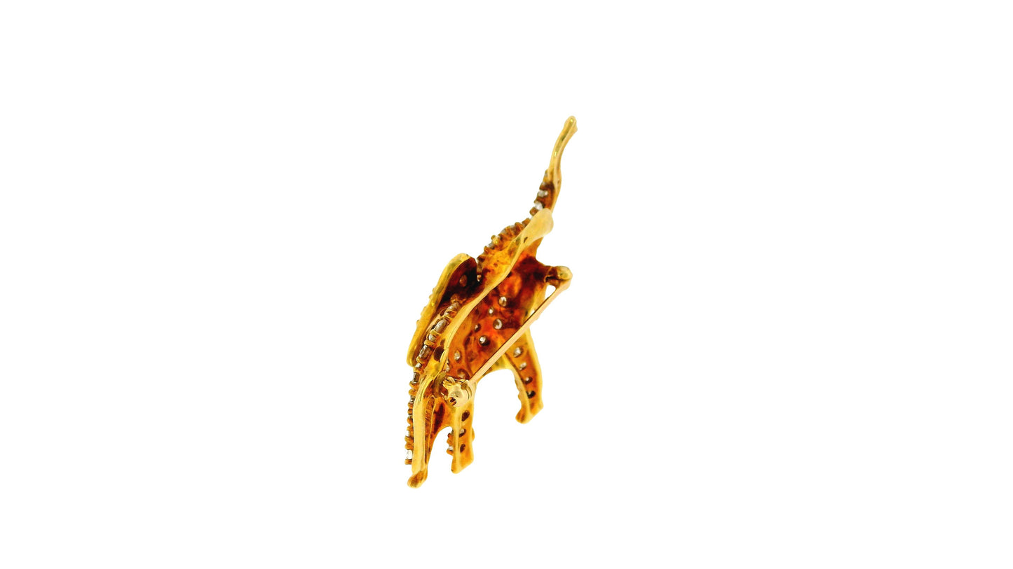Peter Linderman 18k Rose Gold Pave Diamond Elephant Brooch