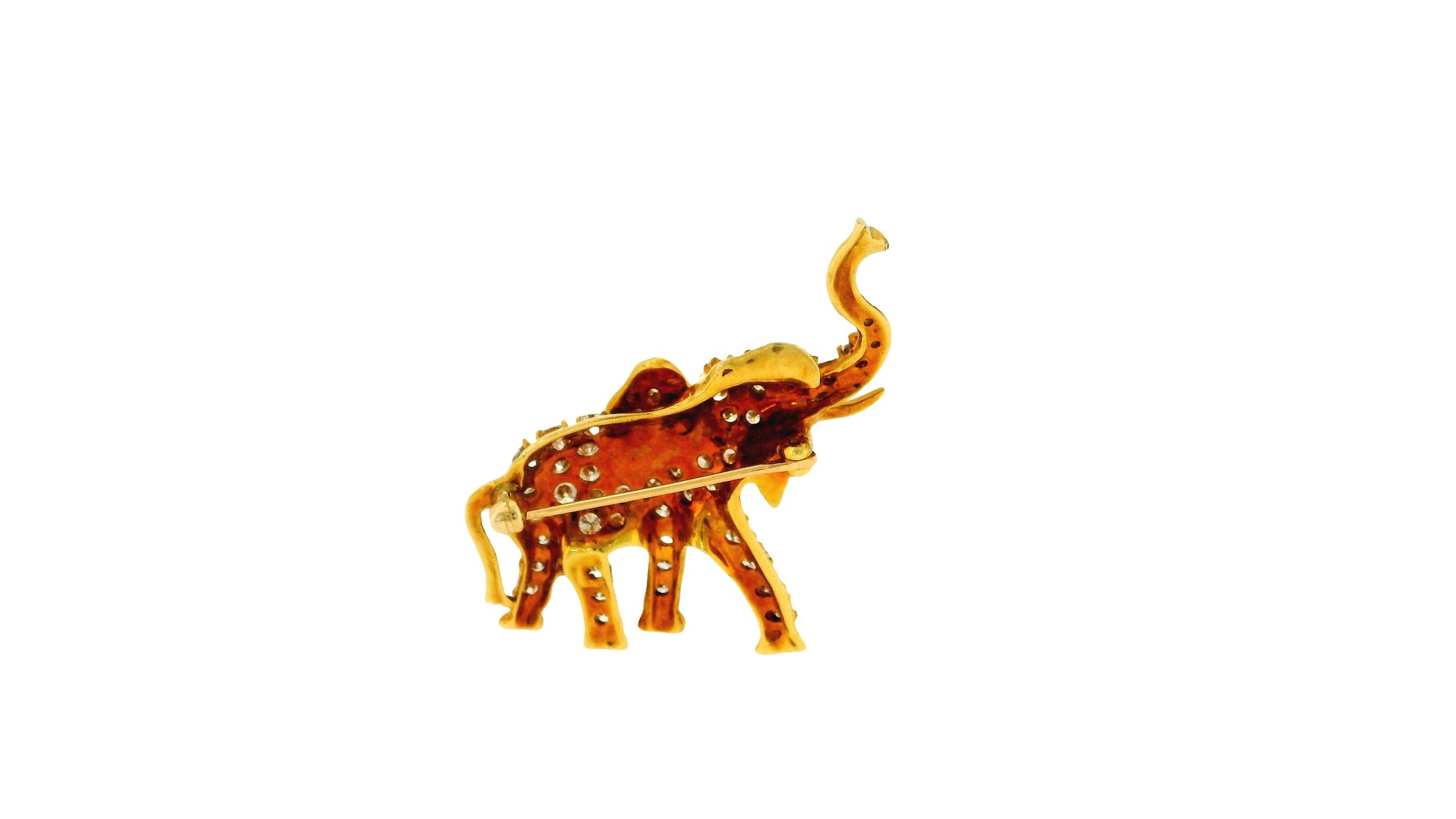 Peter Linderman 18k Rose Gold Pave Diamond Elephant Brooch