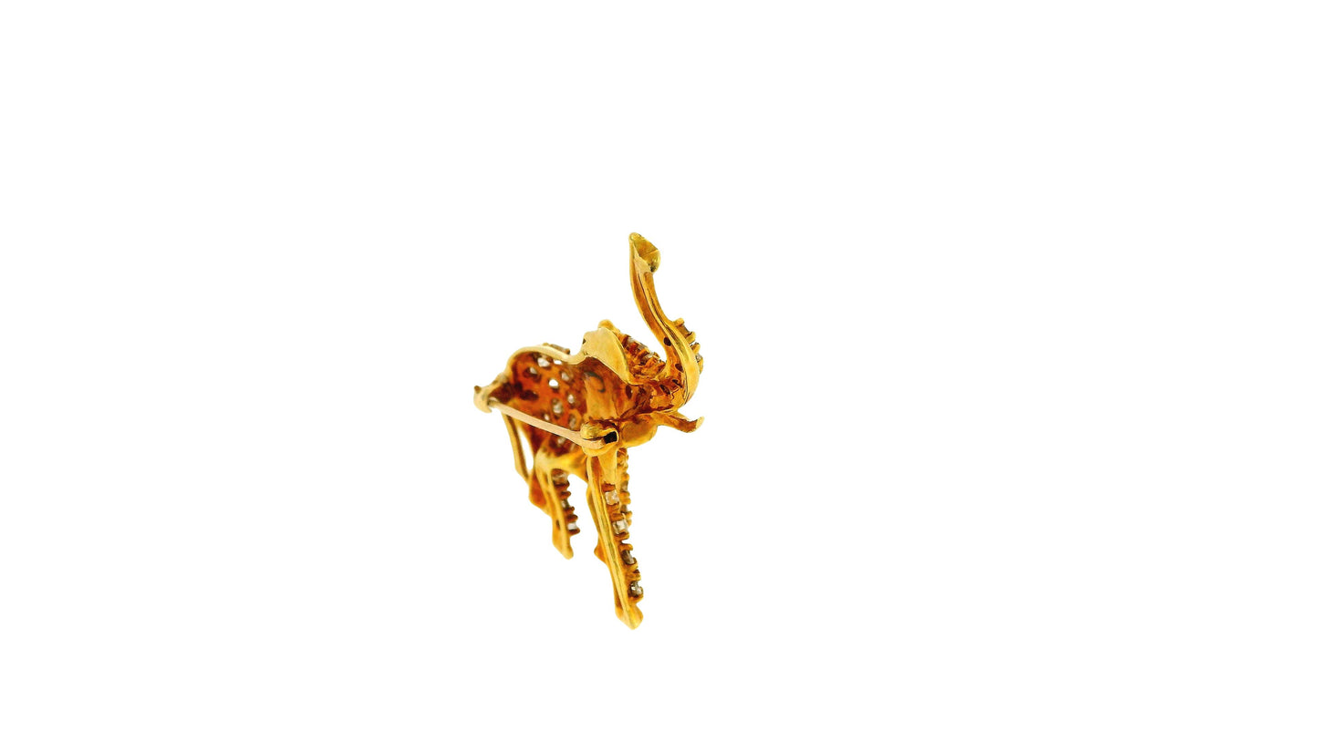 Peter Linderman 18k Rose Gold Pave Diamond Elephant Brooch