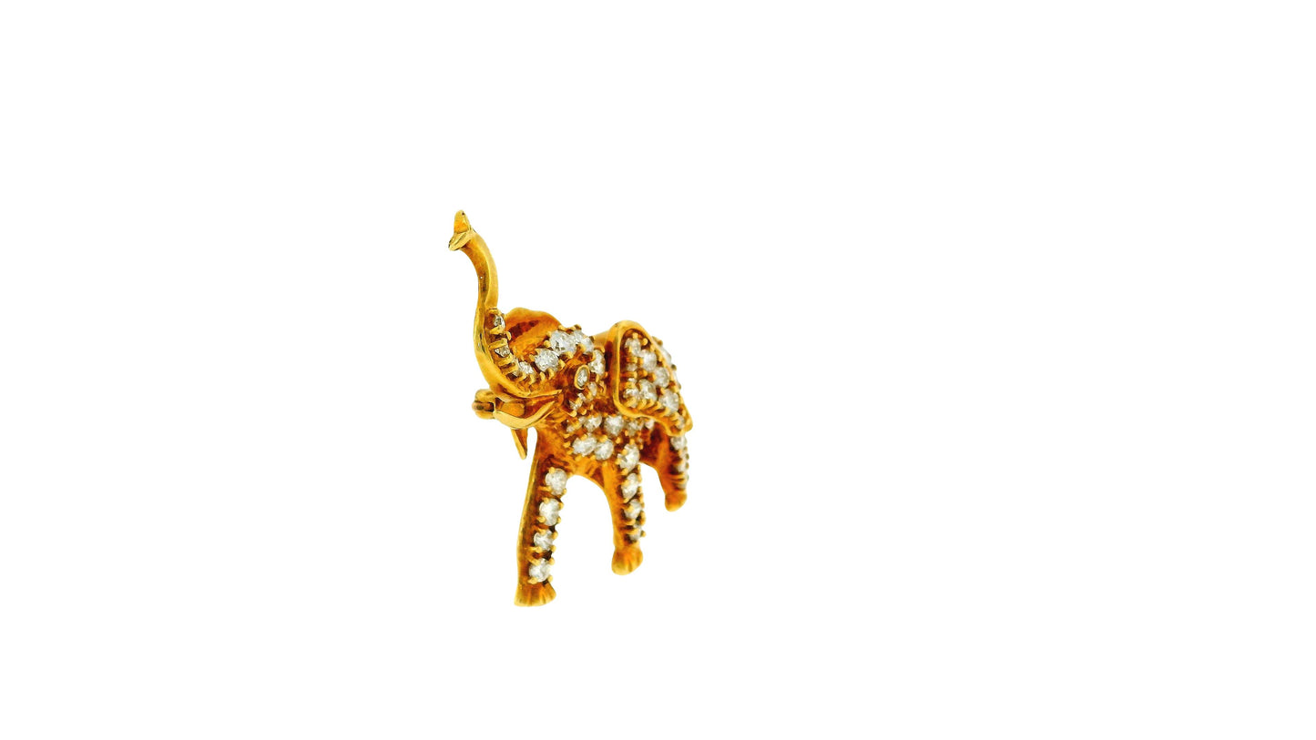 Peter Linderman 18k Rose Gold Pave Diamond Elephant Brooch