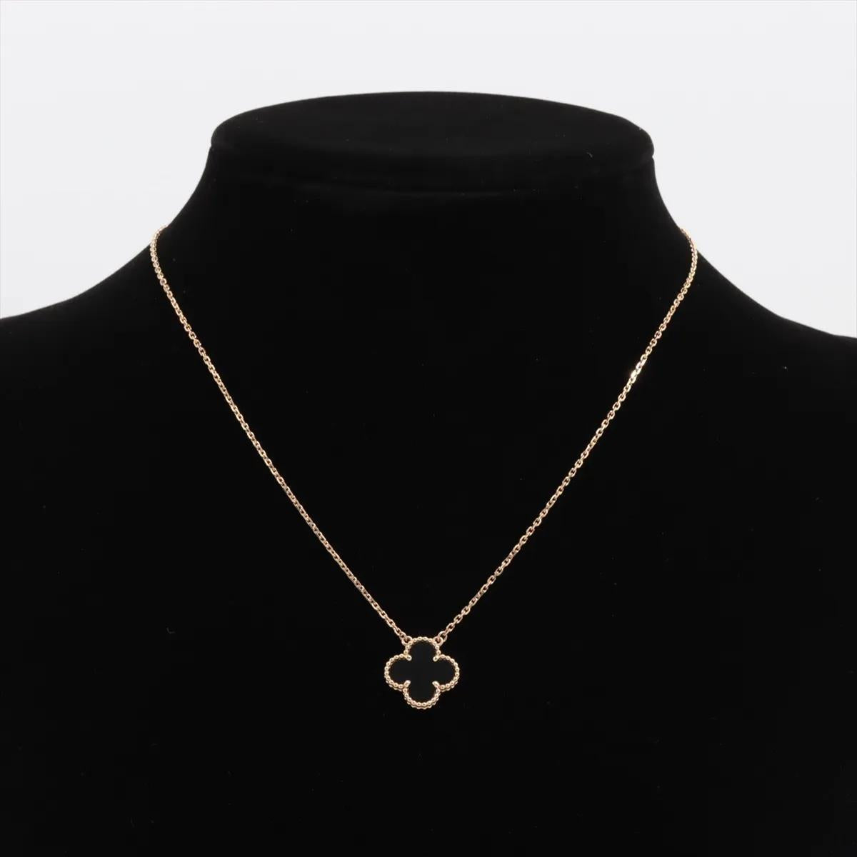 Van Cleef & Arpels Vintage Alhambra Onyx Necklace W/Certificate