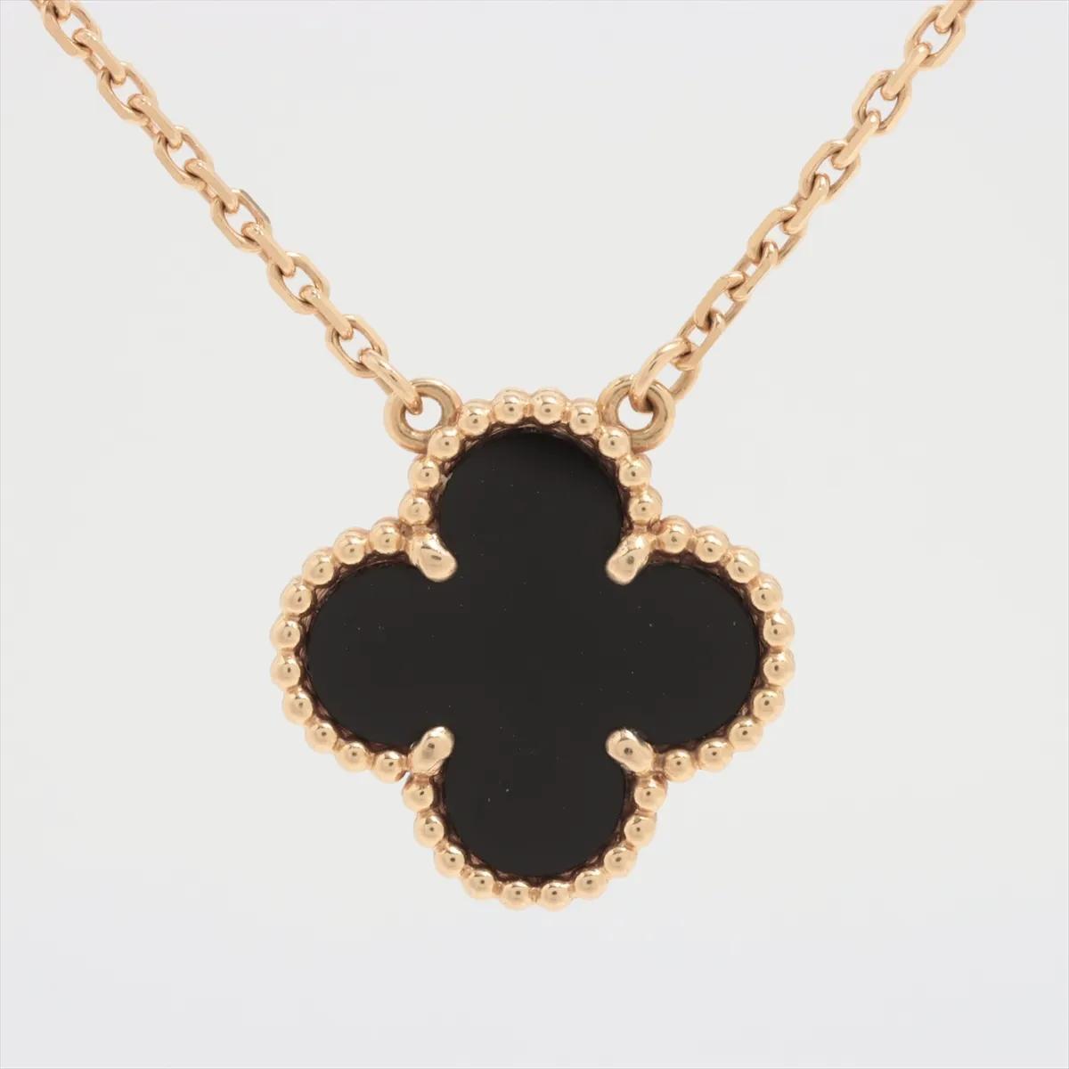 Van Cleef & Arpels Vintage Alhambra Onyx Necklace W/Certificate