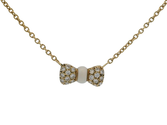 Van Cleef & Arpels 18K Yellow Gold Noeud Papillon Colored stone diamond Necklace