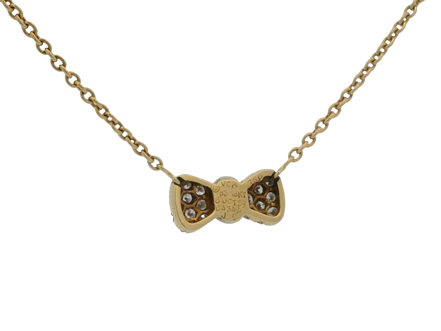 Van Cleef & Arpels 18K Yellow Gold Noeud Papillon Colored stone diamond Necklace