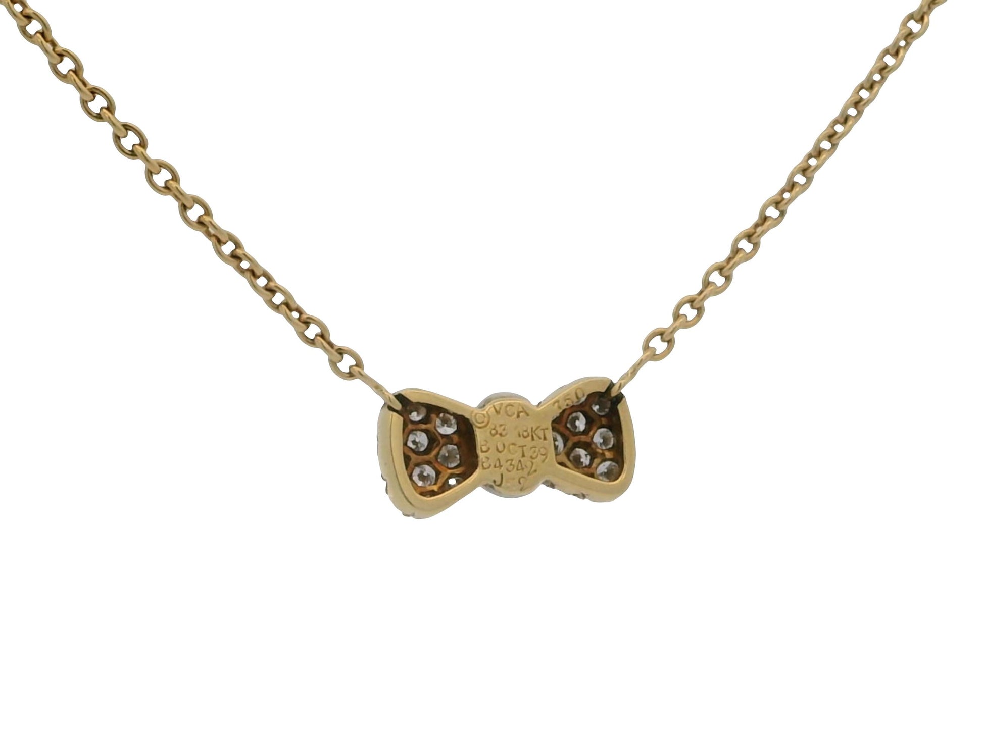 Van Cleef & Arpels 18K Yellow Gold Noeud Papillon Colored stone diamond Necklace