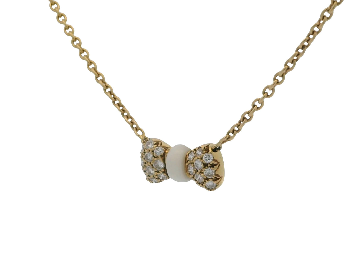 Van Cleef & Arpels 18K Yellow Gold Noeud Papillon Colored stone diamond Necklace