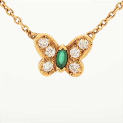 Van Cleef & Arpels Papillon Emerald Diamond 18K Yellow Gold Necklace